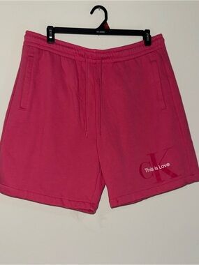 Calvin Klein Hot Pink 'This is Love' Logo Athletic Shorts